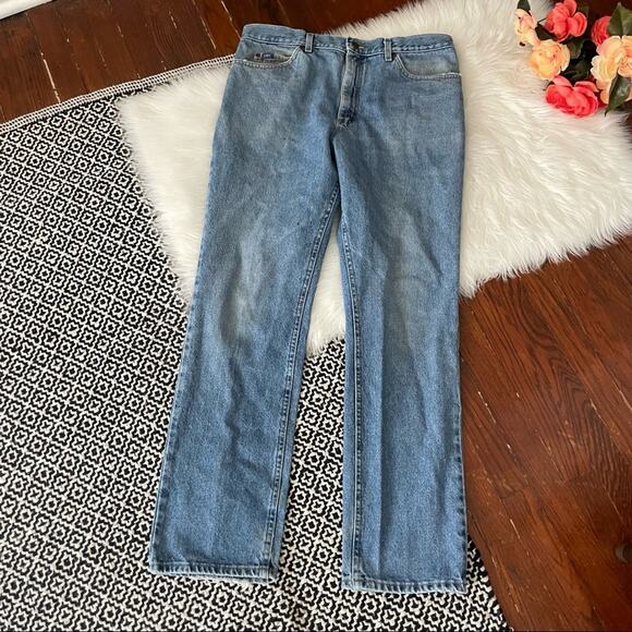 90s Lee Men’s Straight Leg Jeans Medium Wash Vintage Look 38X34 - Picture 2 of 10